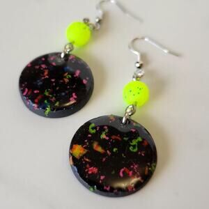 Handmade 'Laser Tag' UV Reactive Earrings - Round